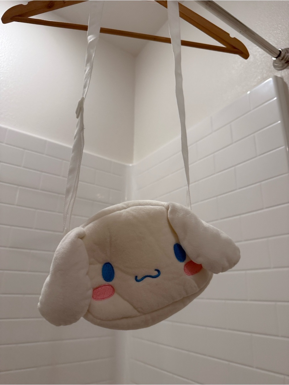 Plush Character Crossbody Bag in Cream with Pink & Blue Accents